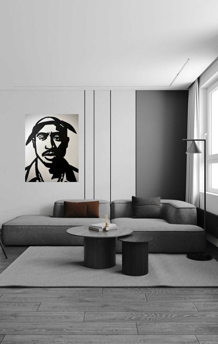 Tablou 2Pac pictat in acrilice pe panza 50x70