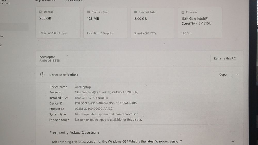 Vând laptop Acer