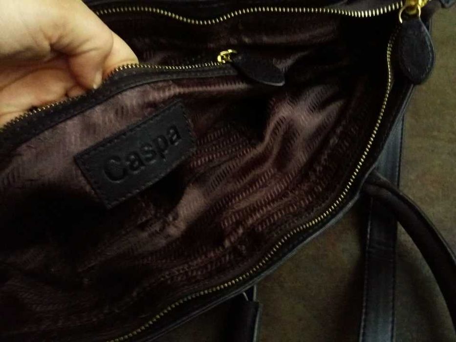 дамска кожена чанта,тъмно кафява естествена кожа