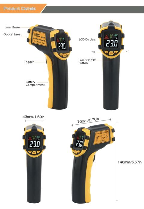 Termometru laser tip pistol