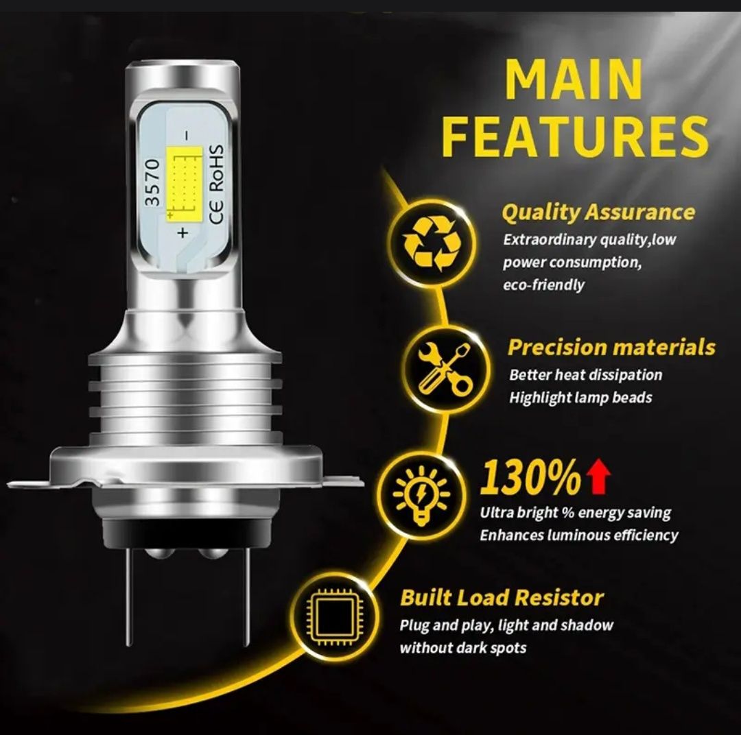 Led лампы H7, H4 и T10 w5w ДХО.
