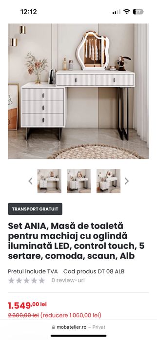 Vând măsuța de toaletă