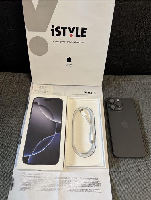 КАТО НОВ 256GB iPhone 16 Pro Max iStyle Гаранция 2026г. Black