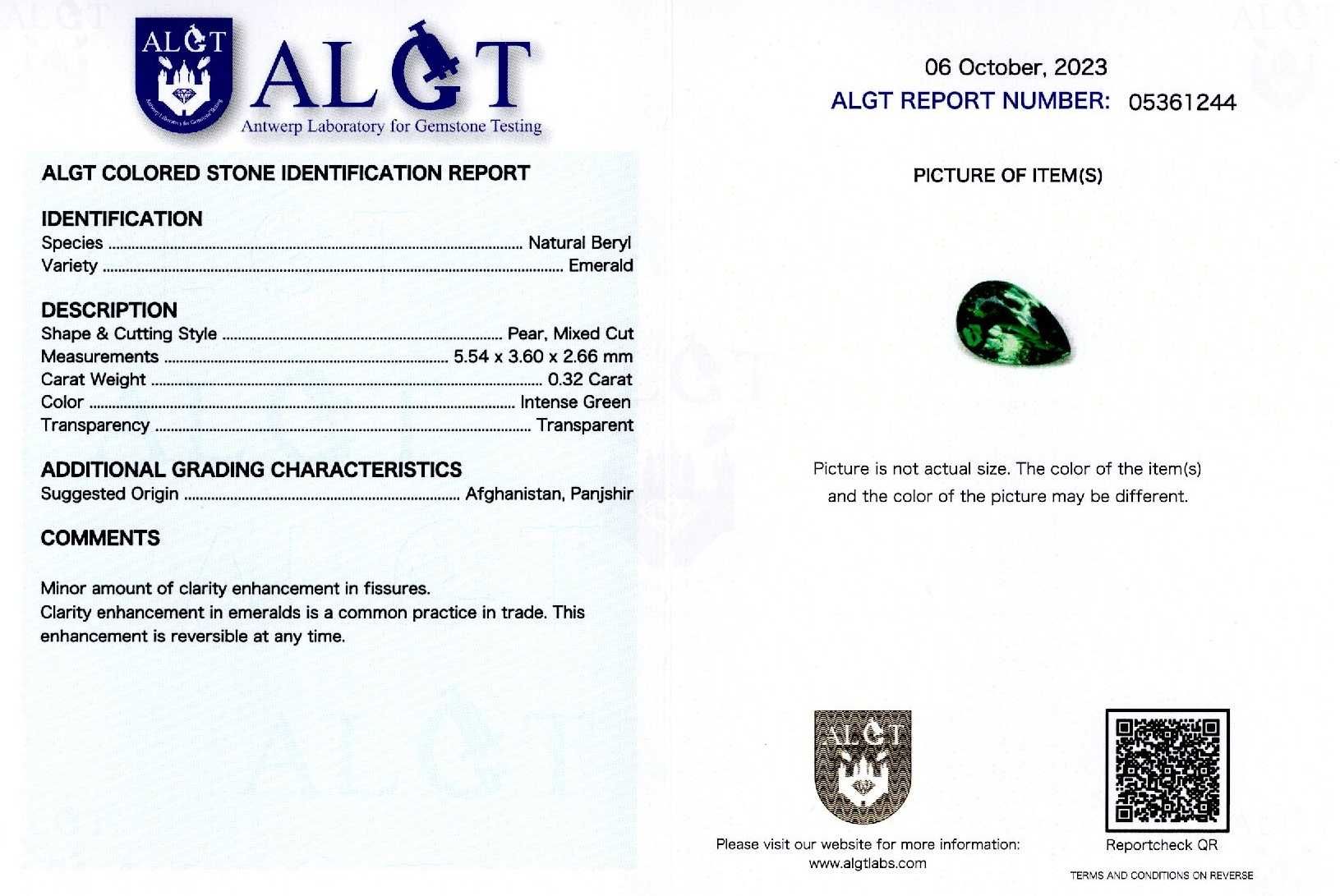 Smaralde nemontate 0,21-0,32 ct., certificare ALGT(9829,9828,9827)