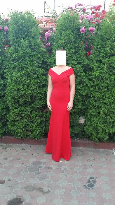 Rochie de seara rosie tip sirena, ocazie, marimea 38-40