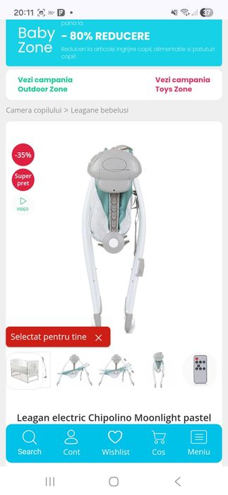 Vand 2 leagane unul roz si unul alastru pentru bebe de la 0 luni