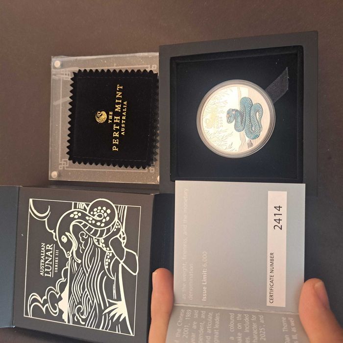 Сребърна монета Lunar III Year of the Snake PROOF