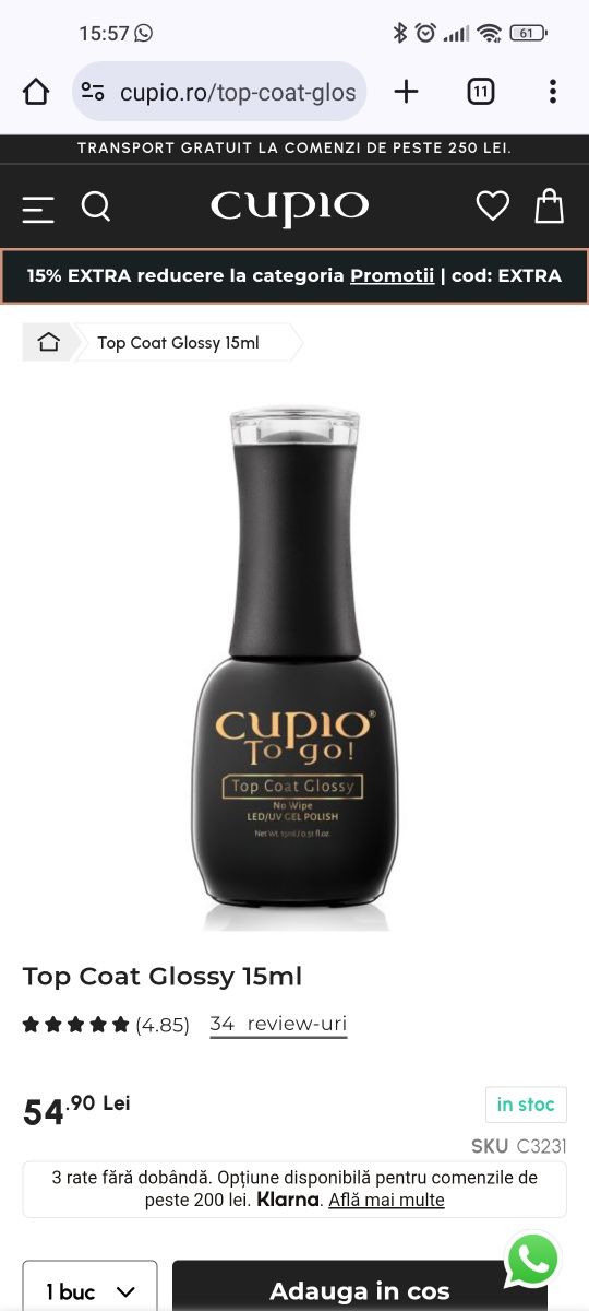 Produse Cupio manichiura ojă semi bază, bonder, top coat + lampa mini