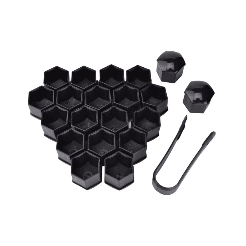Set 20 capace negre din plastic pentru prezoane 17mm + cheie extragere