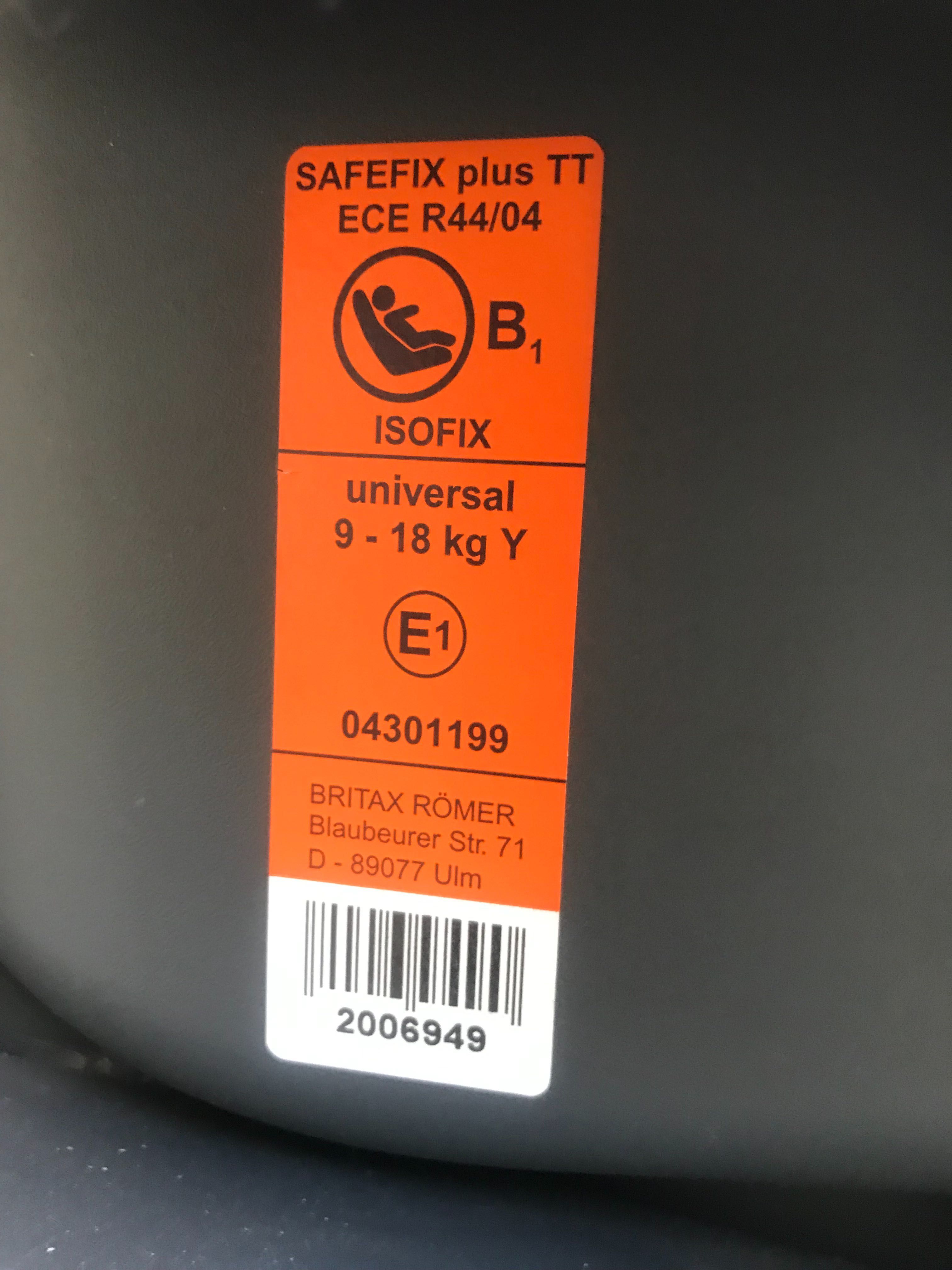 RÖMER Столче за кола с изофикс Safefix plus TT ECE R44/04