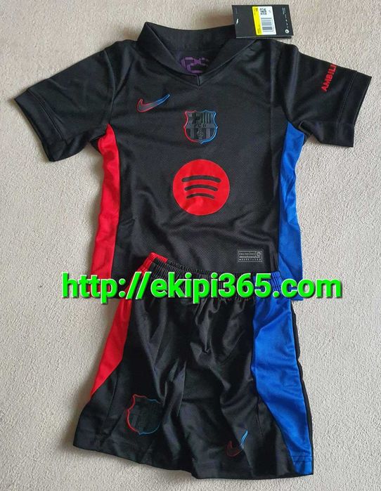 Детски екип Барселона черен 2024/25