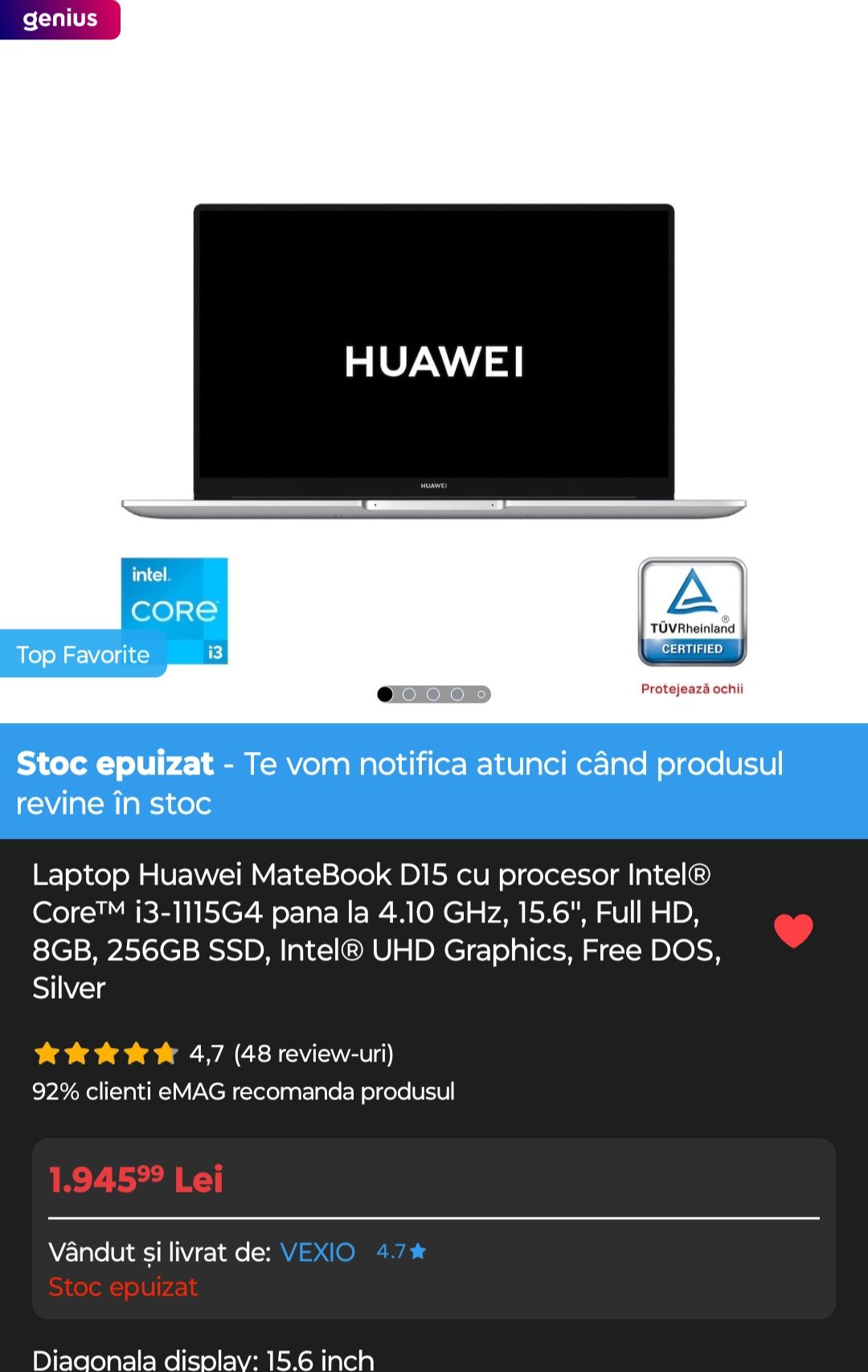Laptop Huawei i3 stare perfectă!