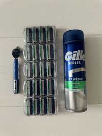 Set GILLETTE FUSION 5:aparat de ras+5 seturi lame+rasier gel