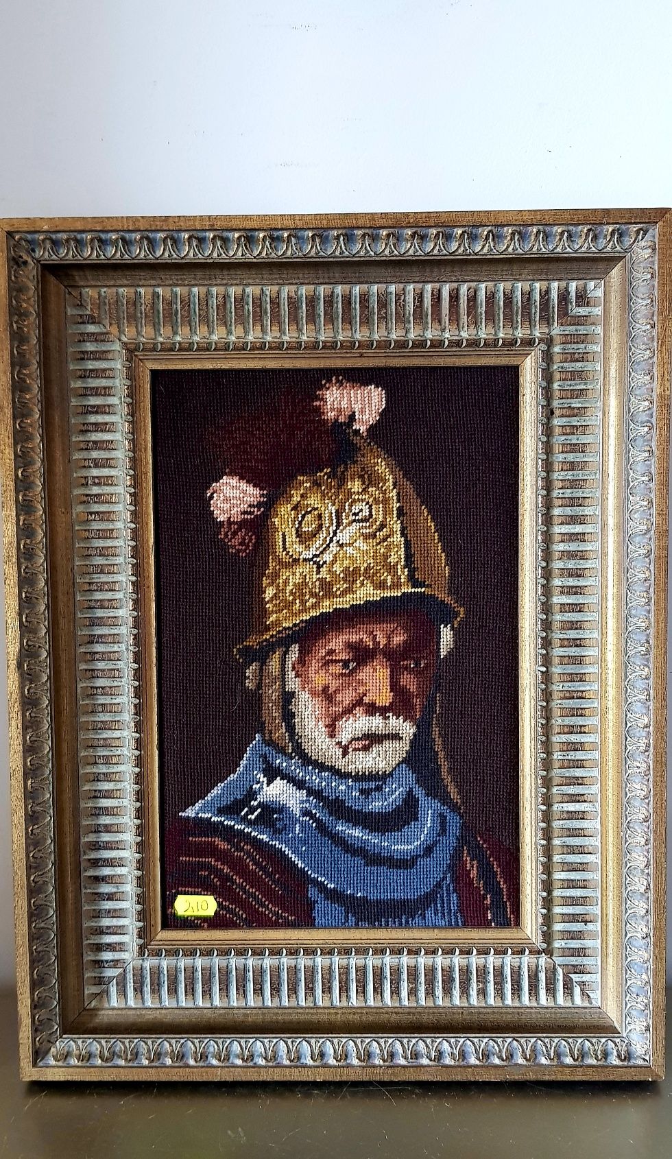 Tablou goblen vechi cu ramă din lemn