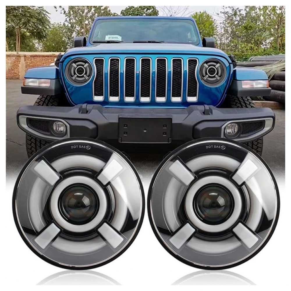 НОВ МОДЕЛ Devil Eye 200W 7 Инч Диодни Фарове Lada Niva Jeep Wrangler