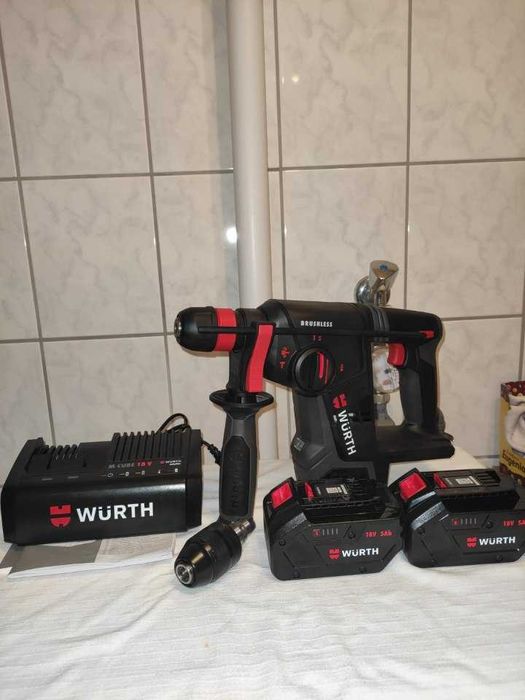 Würth Rotopercutor SDS Plus cu 2 acumulatori 5 Ah,încărcător rapid.