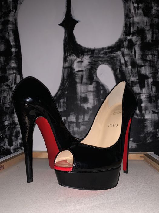 CHRISTIAN LOUBOUTIN ’Very Prive 120’ Kid Calf Leather Red Peep-Toe Pum