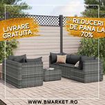 Set mobilier gradina/terasa cu perne 6 piese gri Ratan LIVRARE GRATIS