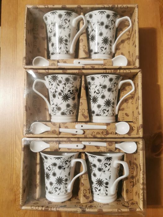 Set 6 căni ceramică cu linguriță NOU