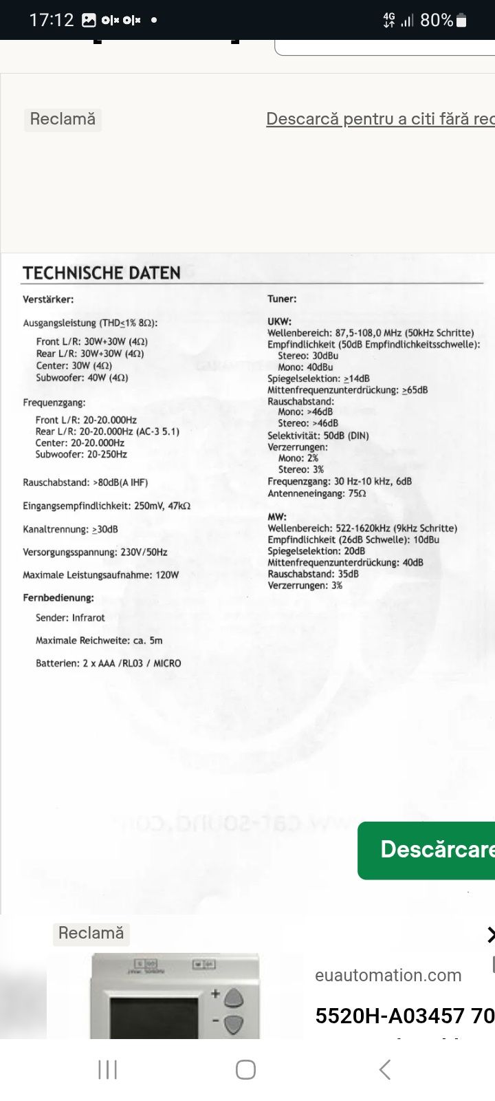 Statie amplificator audio CAT CS-907