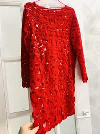 Платье красное вышивка