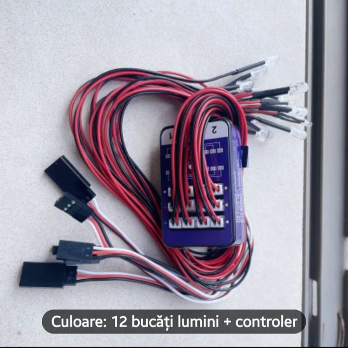 Kit lumini automodel rc cu 8 sau 12 leduri cablu y mufa esc servo