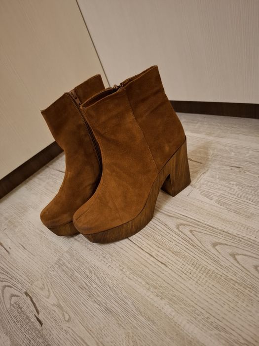 Botine piele întoarsă damă