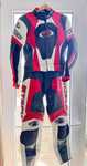 Combinezon moto piele MTECH integral (roșu, alb, negru) - Marime 52