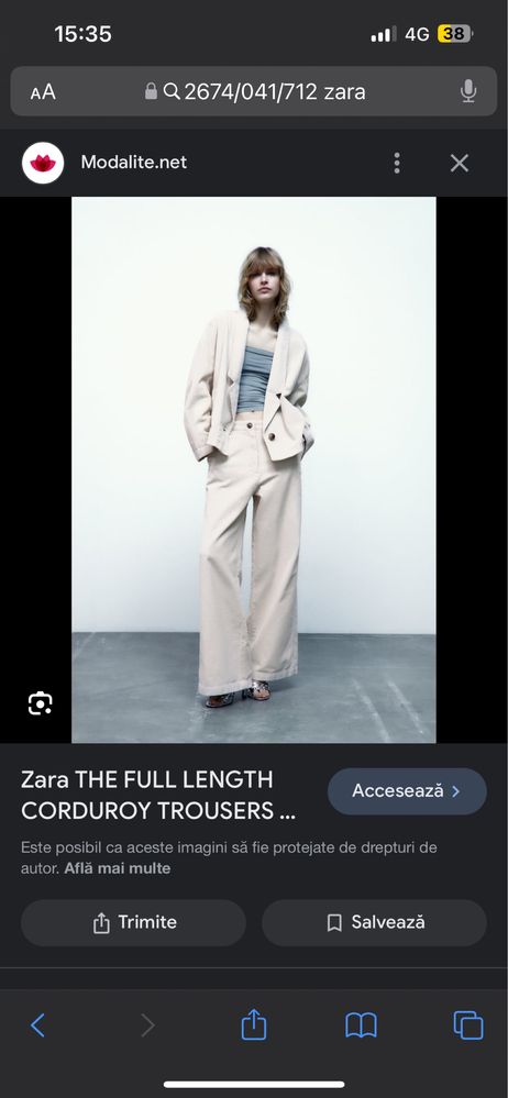 Pantaloni Zara nou cu eticheta