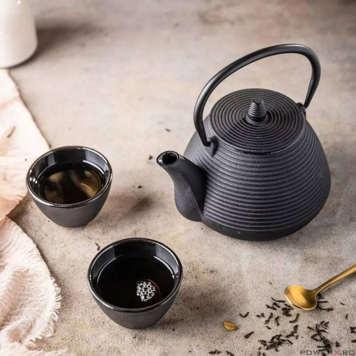 Ceainic din fonta cu filtru si doua cani, 1L, KingHoff