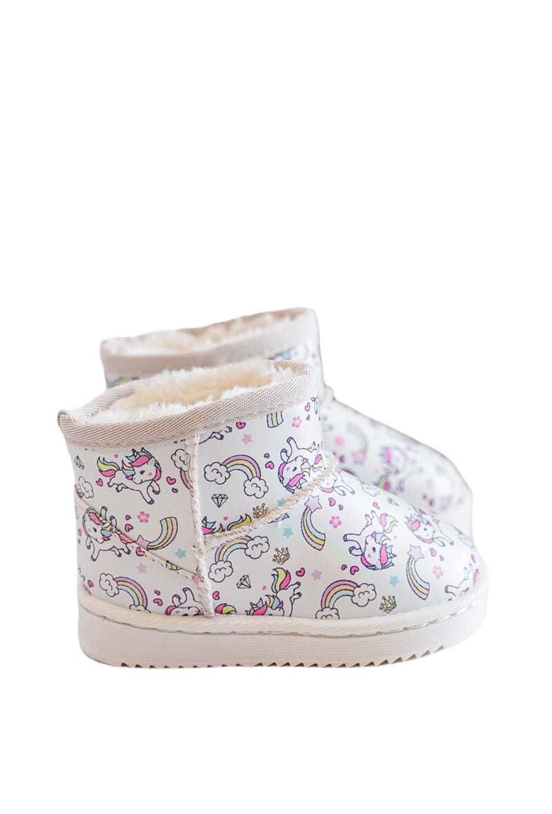 Cizme de zapada fetite, tip UGG, cu design unicorn