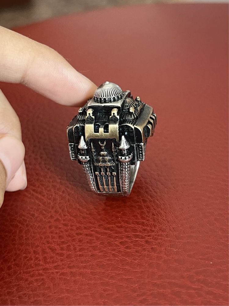 Перстень печатка мужское кольцо в виде мечети из серебра 20 размер