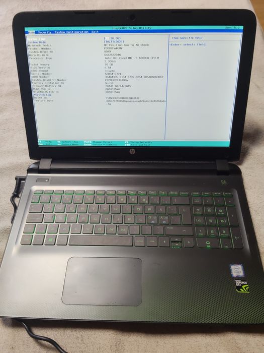 HP Pavilion Gaming ,i5-6300HQ,16gb RAM ,ssd 128m2 ,hdd 1tb sshd