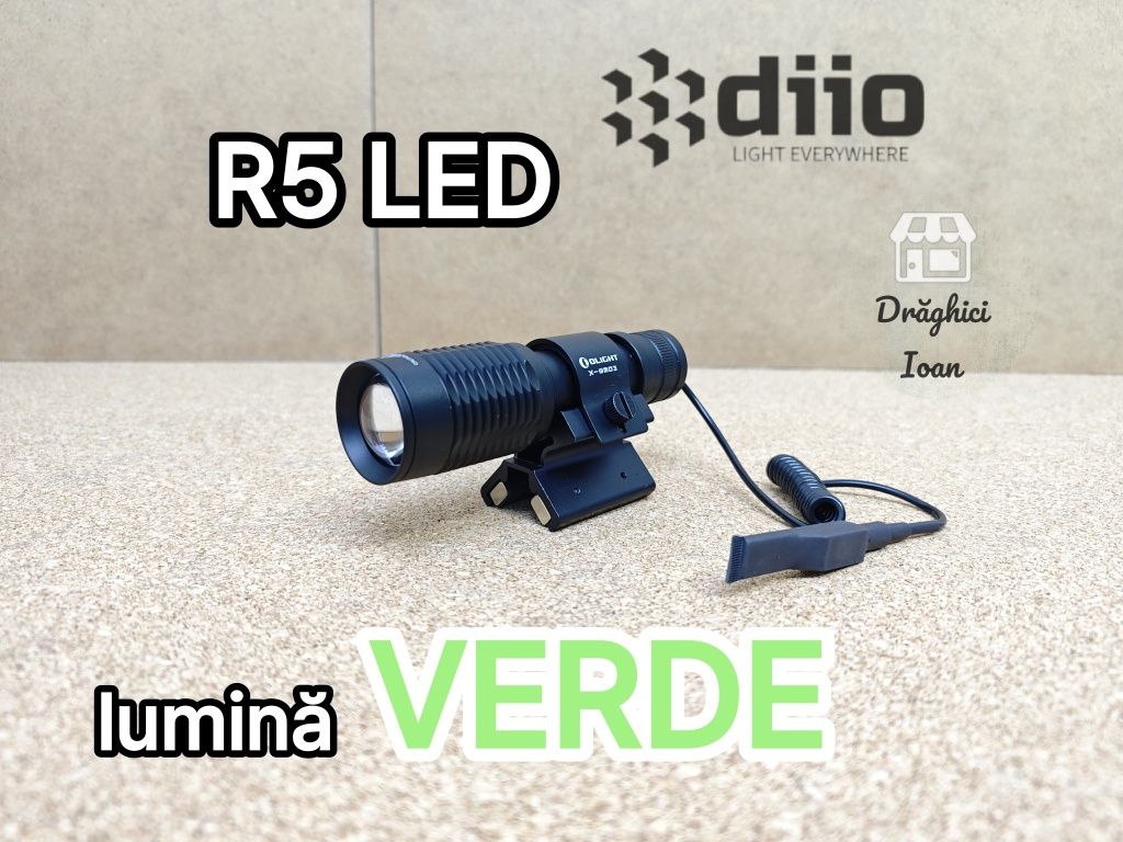 Lanterna R5 VANATOR - Kit lanterna cu lumina VERDE pt montare pe arma