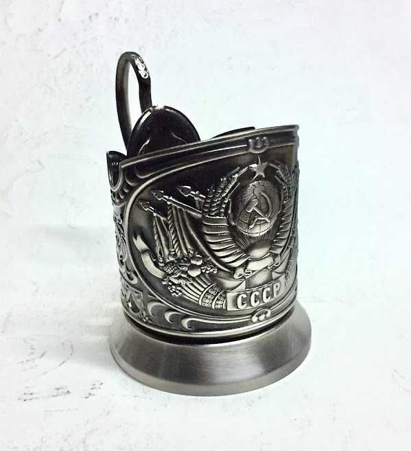 Подстаканник СССР плюс стакан и ложечка мельхиоровая