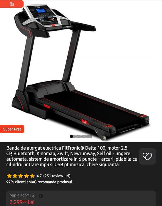 Vând Banda de alergat electrica FitTronic® Delta 100 nouă