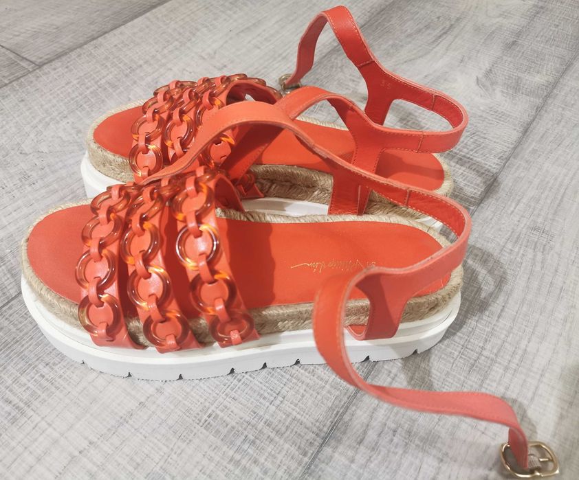 Sandale dama 3.1 Phillip Lim Noa Platform Orange Leather noi 35