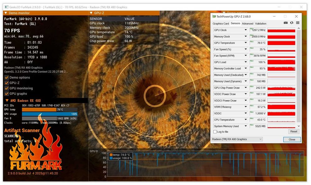 ТОП състояние Видео карта GPU Sapphire NITRO+ RX 480 OC 8GB GDDR5
