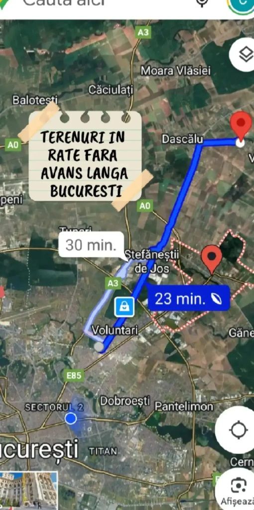 Terenuri in rate FARA AVANS langa Bucuresti