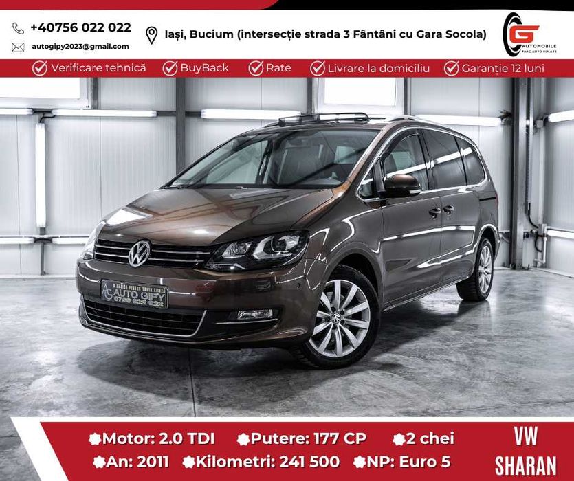 VW SHARAN 7Locuri Diesel CP177 Piele Navi Xenon Trapă Climatronic etc.