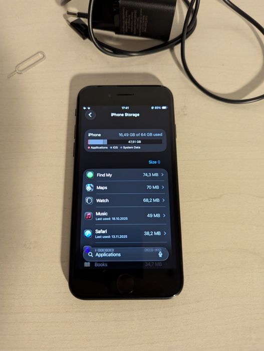 iPhone SE 2 2020 64GB Negru; Set Baseus Încărcare 20W, SIM Tray & Husă