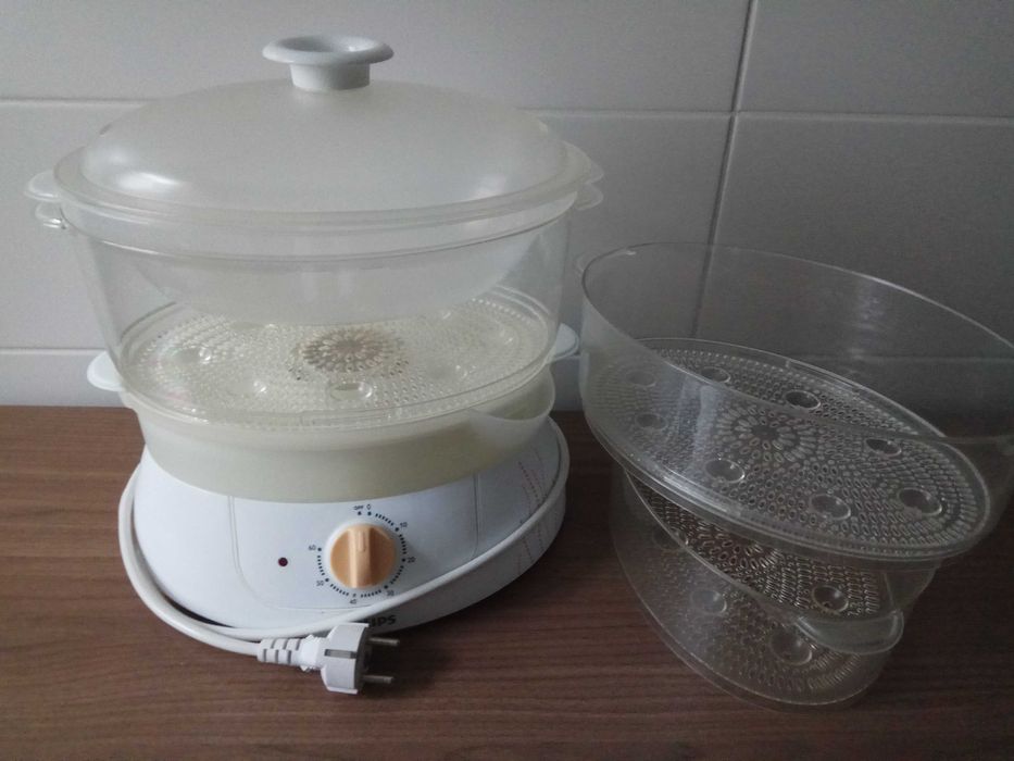 Aparat de gatit cu abur Philips HD9120, 900 W, 9 l, Alb