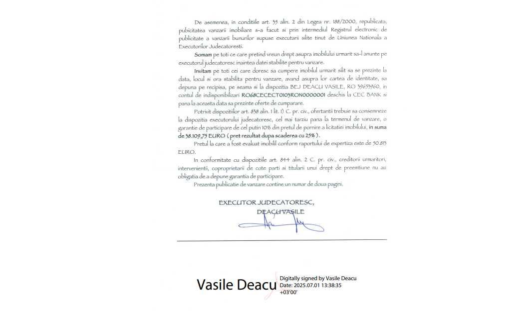 LICITATIE Teren intravilan Mangalia