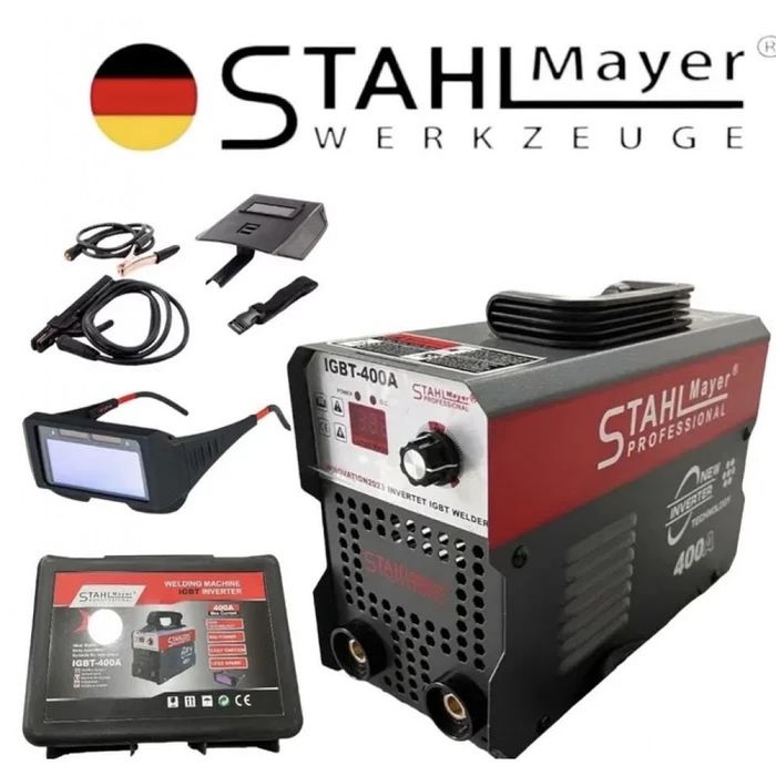 Инверторен електрожен 400A + соларни очила в куфар STAHLMAYER