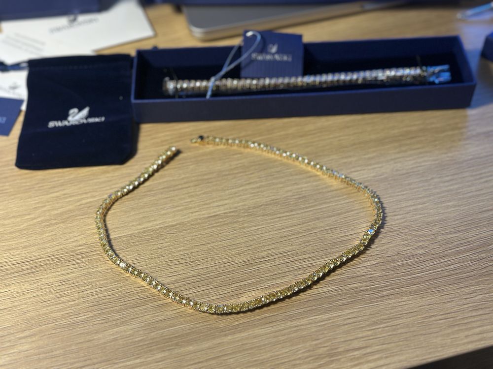 Colier Swarovski matrix tennis gold