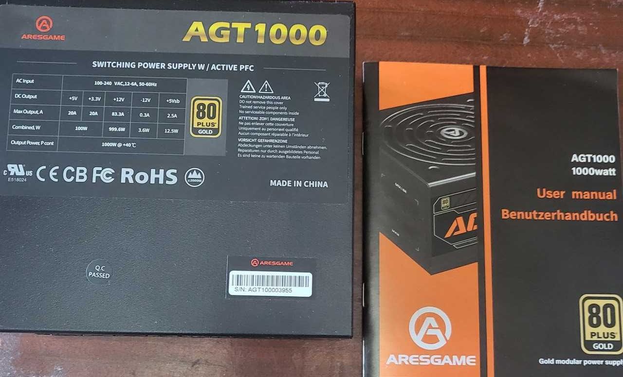 Блок питания Aresgame 1000W 80 Plus Gold