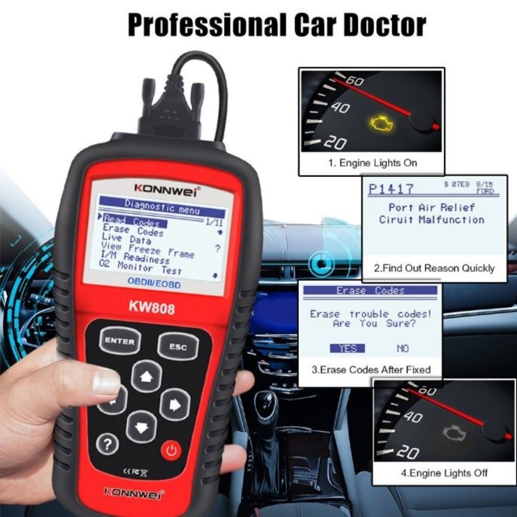 Aparat de diagnoza Tester auto profesional KONNWEI KW808