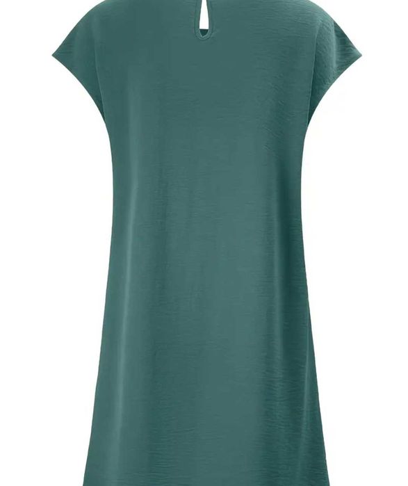 Лятна дамска рокля с кръгло деколте, права форма и двойни джобове