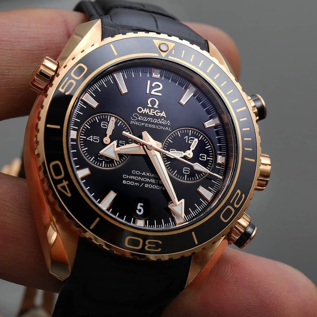 Omega Seamaster Planet Ocean Leather Gold
