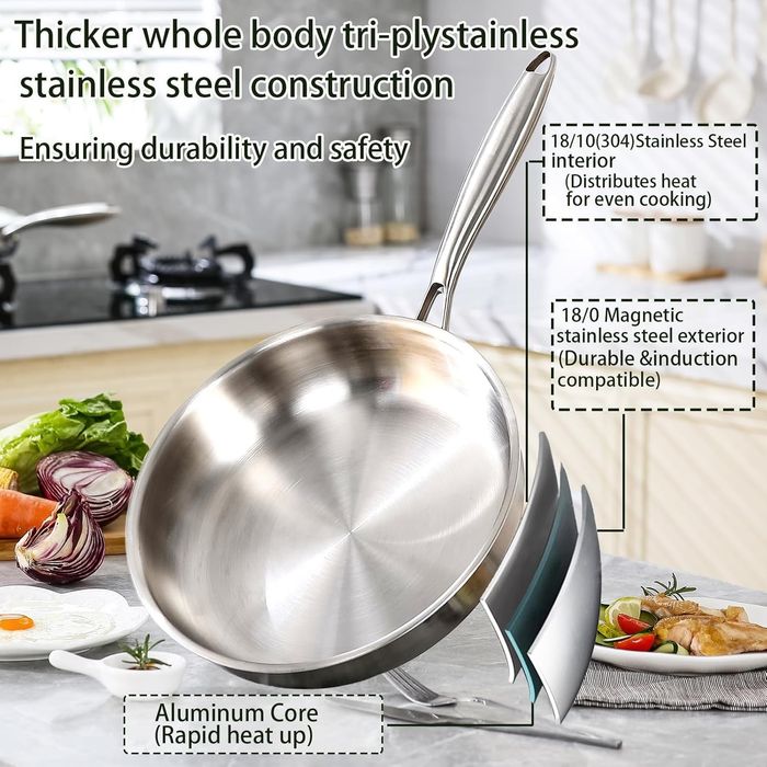 Tigaie Delarlochef Din Otel Inoxidabil 30 cm, 3 Straturi